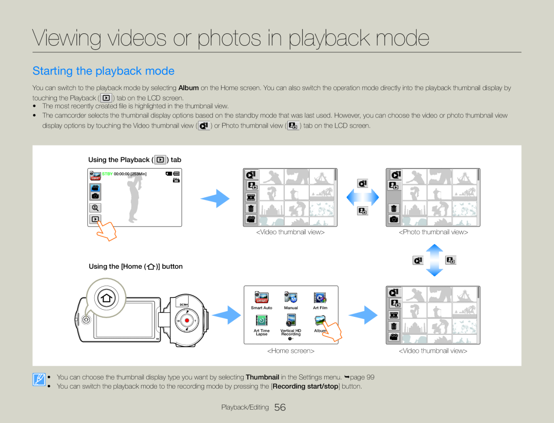 Starting the playback mode Hand Held Camcorder HMX-QF30BN