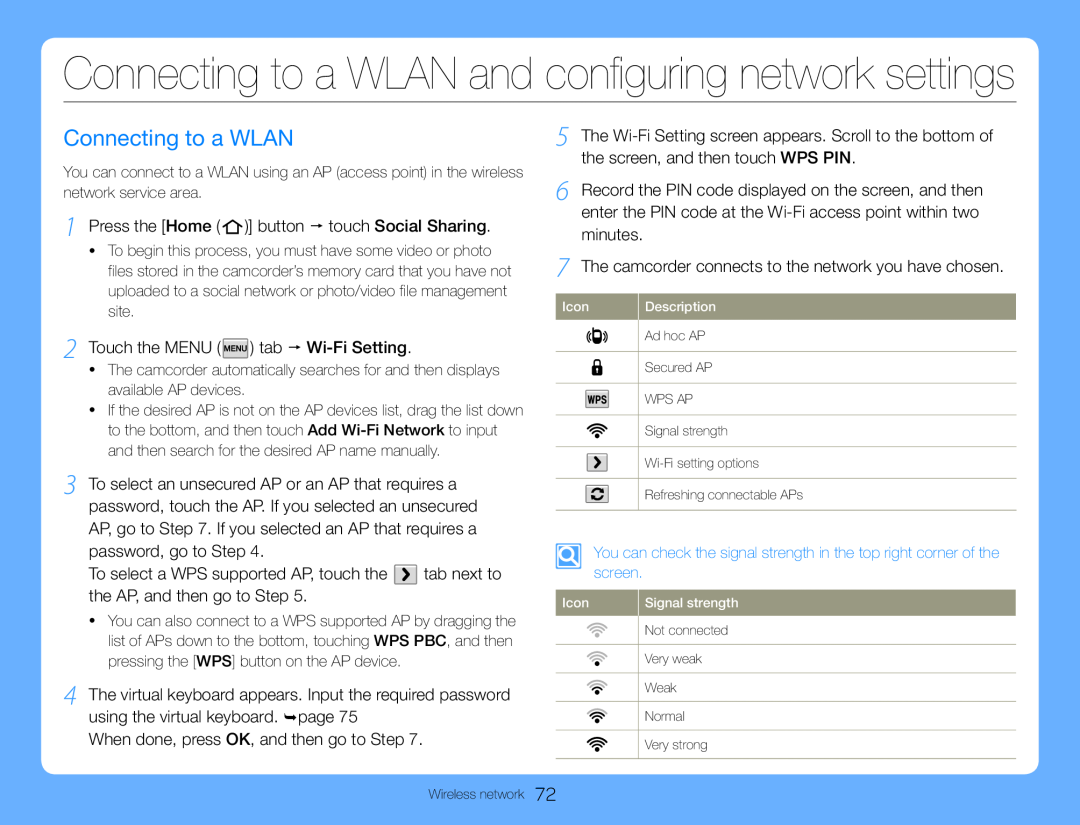 Connecting to a WLAN Hand Held Camcorder HMX-QF30BN