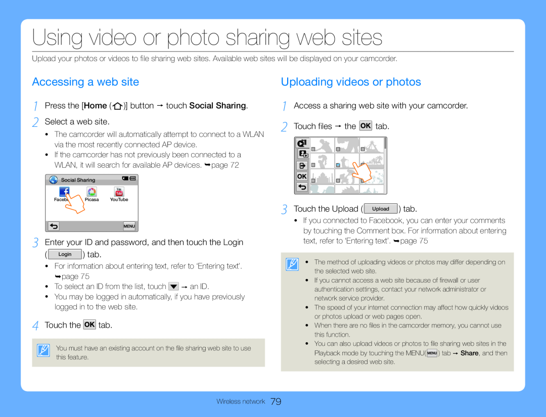 Accessing a web site Hand Held Camcorder HMX-QF30BN