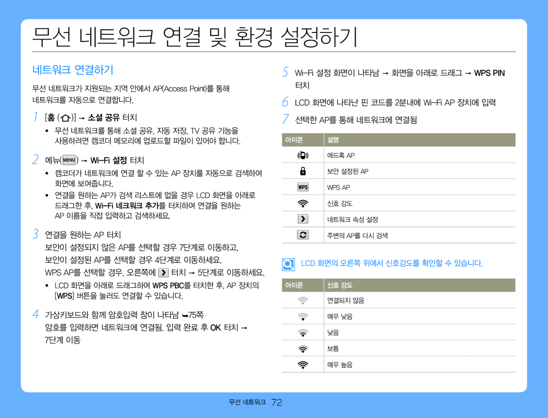 2 메뉴( )  Wi-Fi 설정 터치 1 [홈 ( )]  소셜 공유 터치