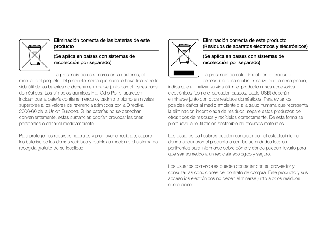 Eliminación correcta de las baterías de este producto (Se aplica en países con sistemas de recolección por separado)