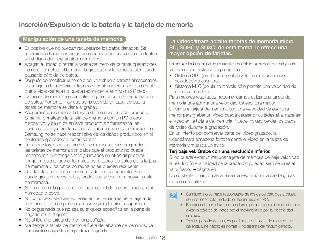 Manipulación de una tarjeta de memoria