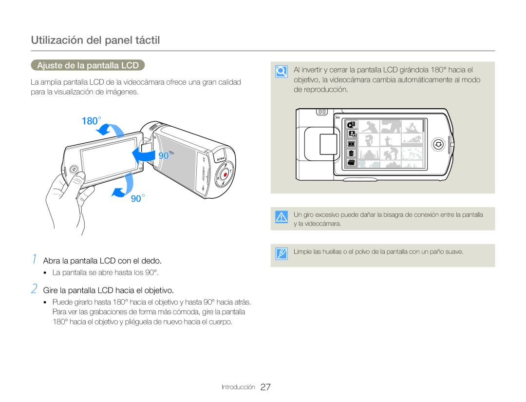 Ajuste de la pantalla LCD Hand Held Camcorder HMX-QF30BN