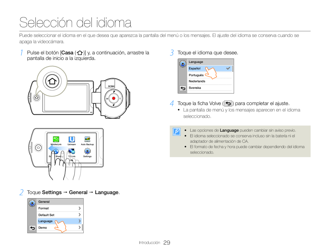 pantalla de inicio a la izquierda Hand Held Camcorder HMX-QF30BN