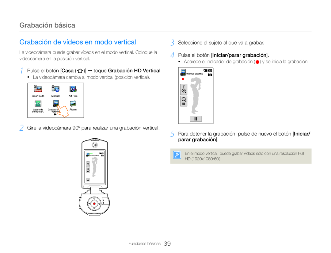 3Seleccione el sujeto al que va a grabar Hand Held Camcorder HMX-QF30BN