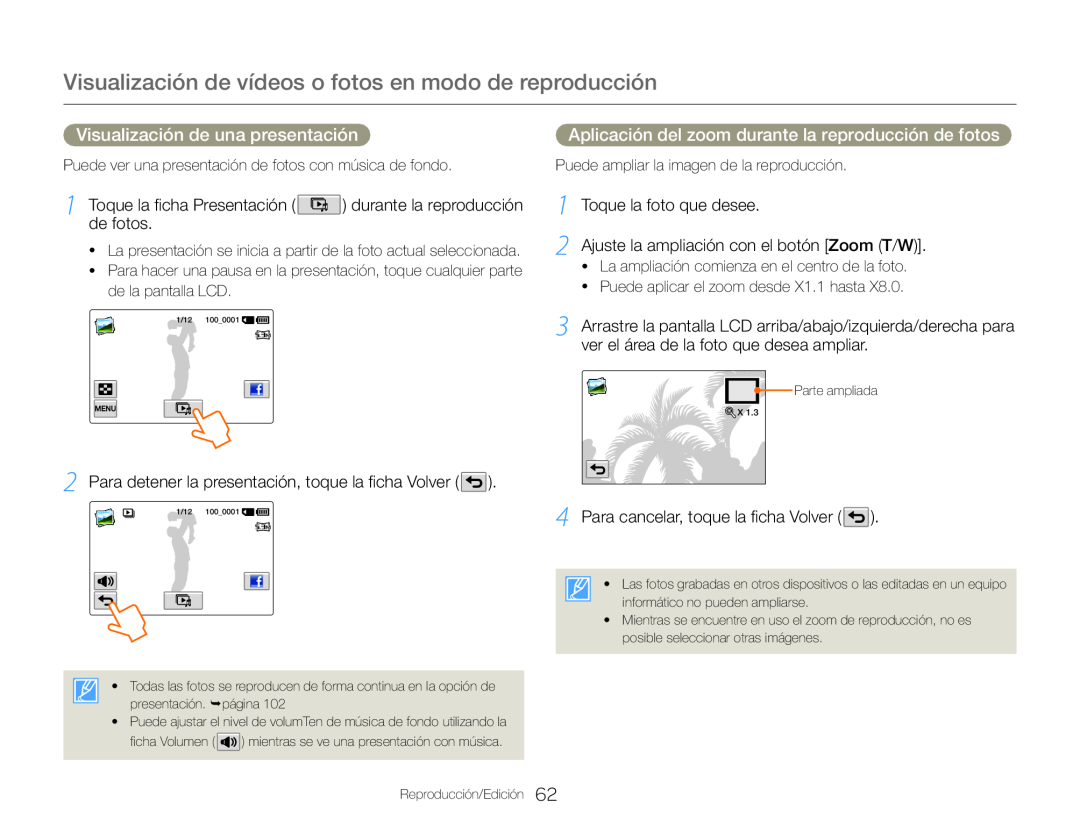 Para cancelar, toque la ficha Volver () Hand Held Camcorder HMX-QF30BN