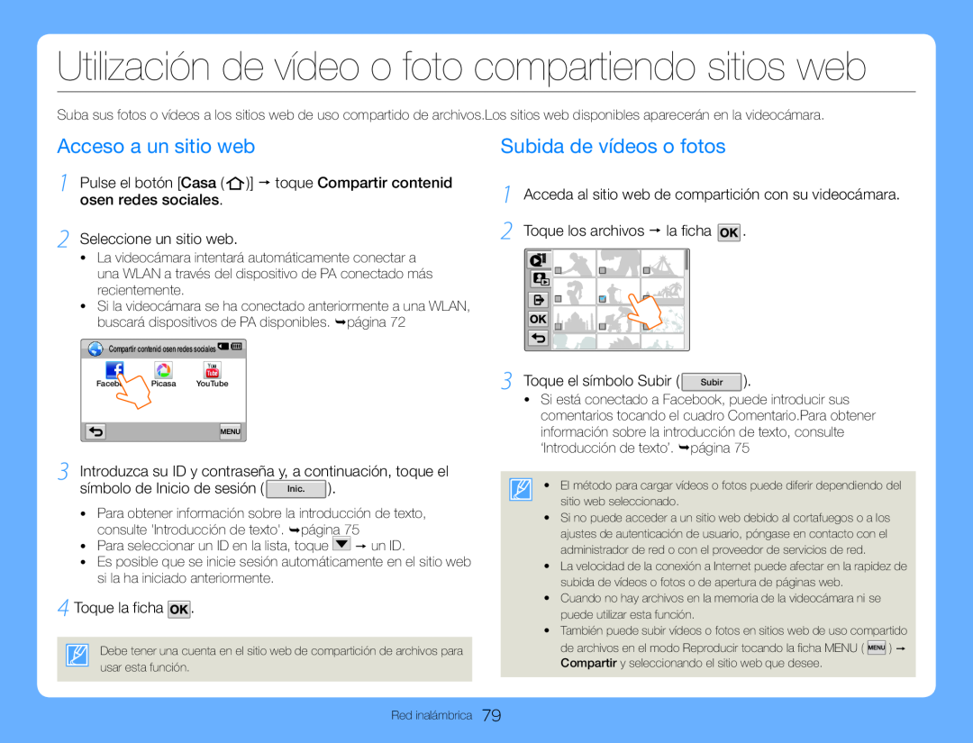 1Acceda al sitio web de compartición con su videocámara Hand Held Camcorder HMX-QF30BN