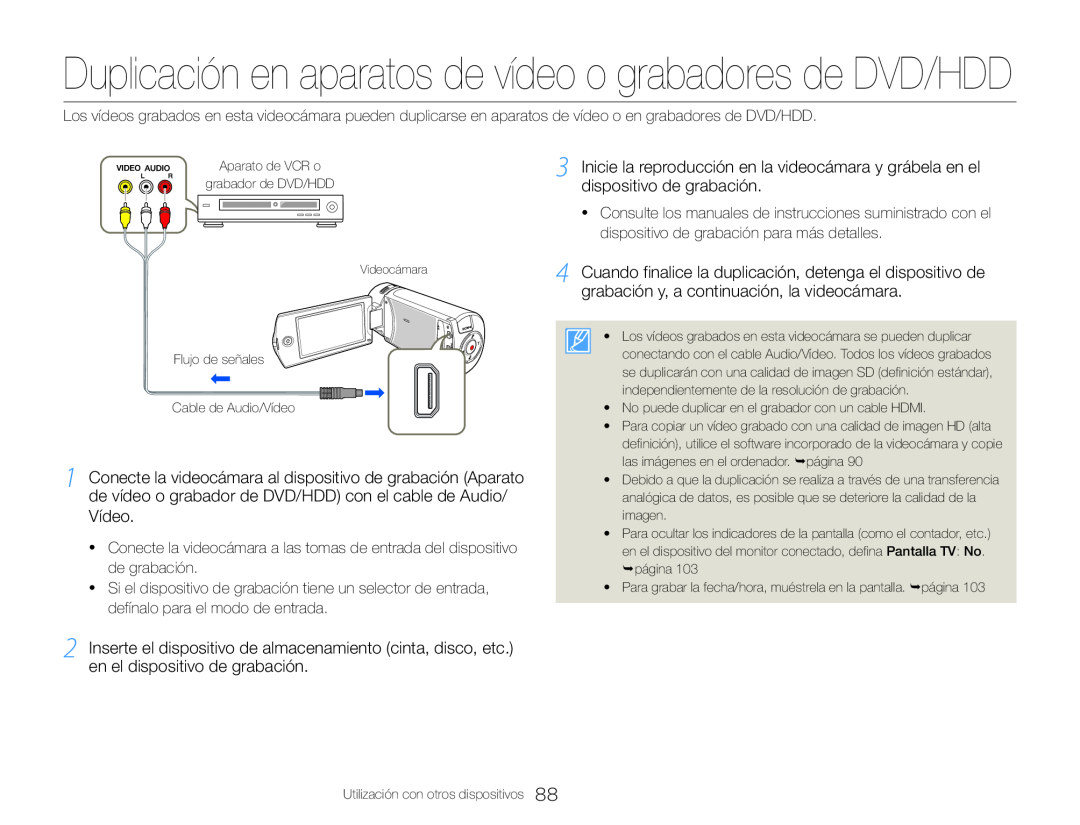 Aparato de VCR o grabador de DVD/HDD