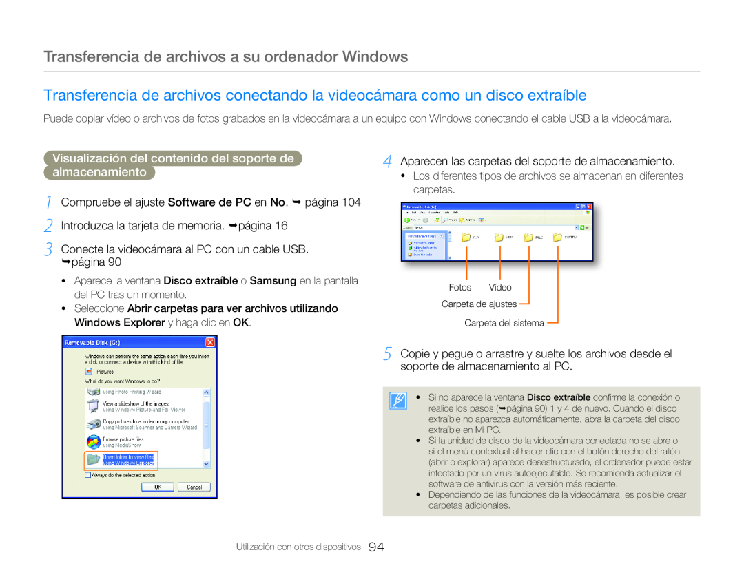 5 Copie y pegue o arrastre y suelte los archivos desde el Hand Held Camcorder HMX-QF30BN