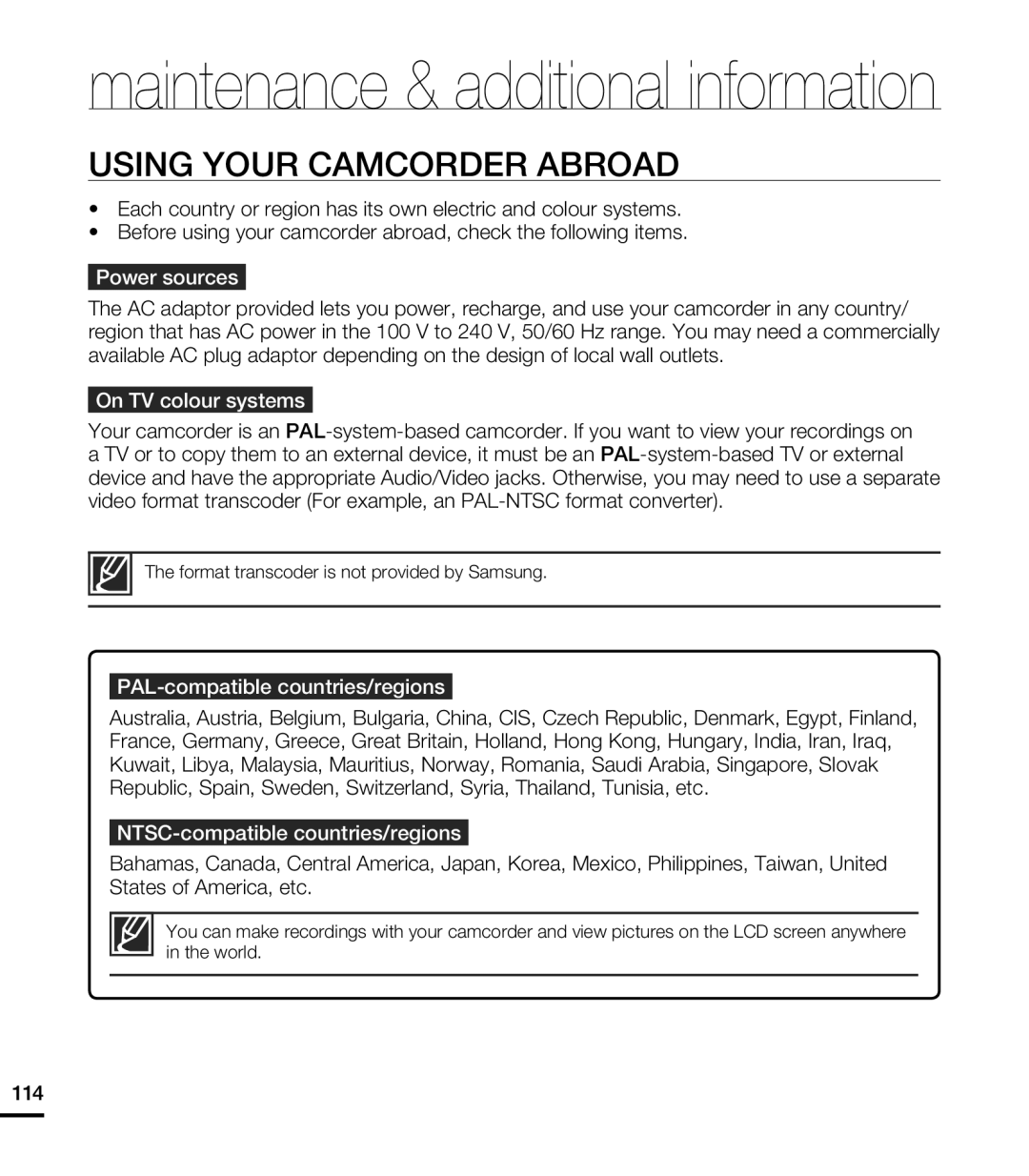 USING YOUR CAMCORDER ABROAD