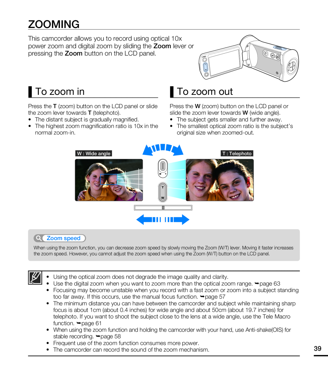 ZOOMING Hand Held Camcorder HMX-T10ON