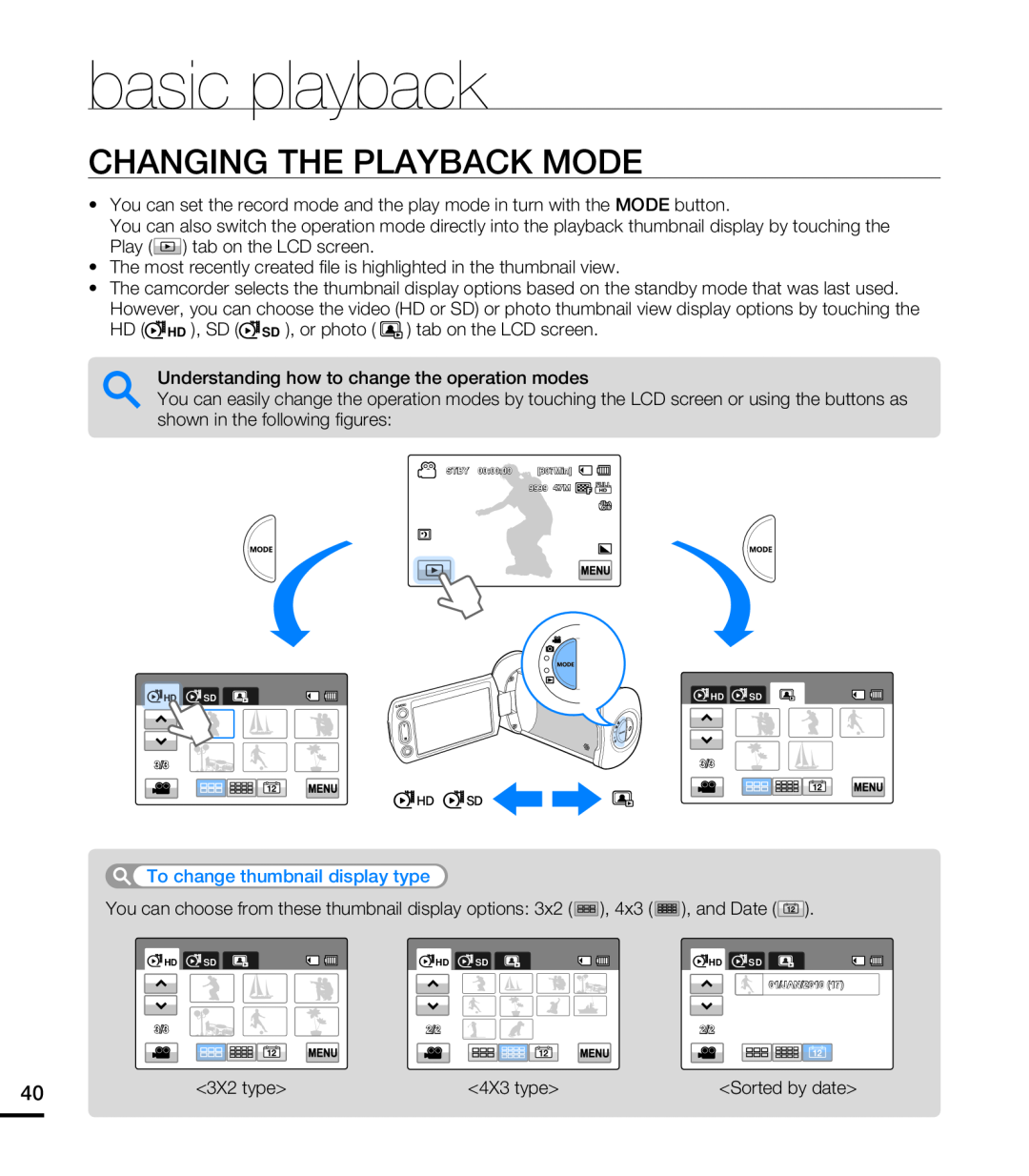 CHANGING THE PLAYBACK MODE basic playback