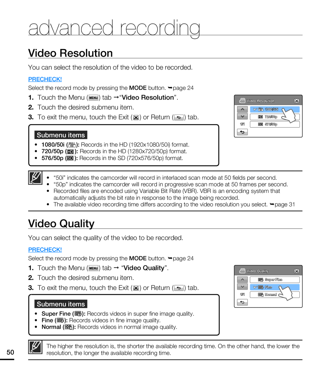 Video Resolution Video Quality