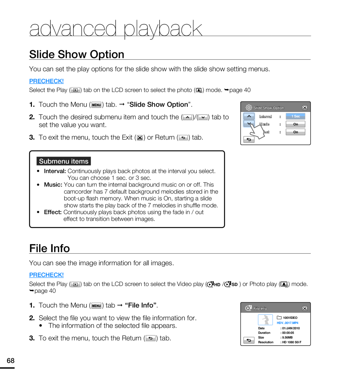 Slide Show Option File Info