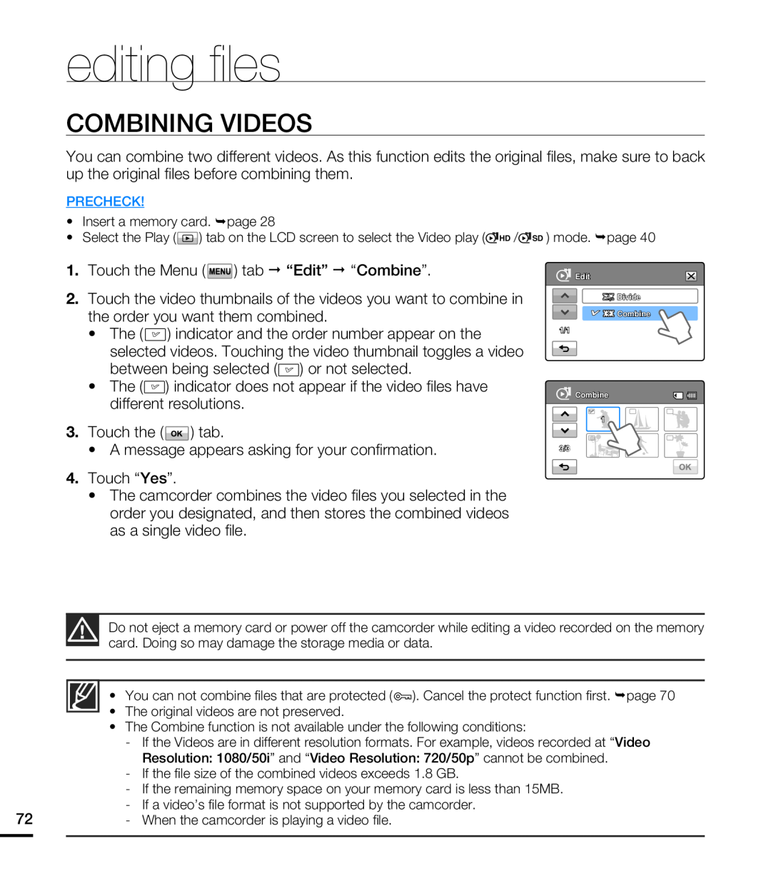 COMBINING VIDEOS Hand Held Camcorder HMX-T10ON