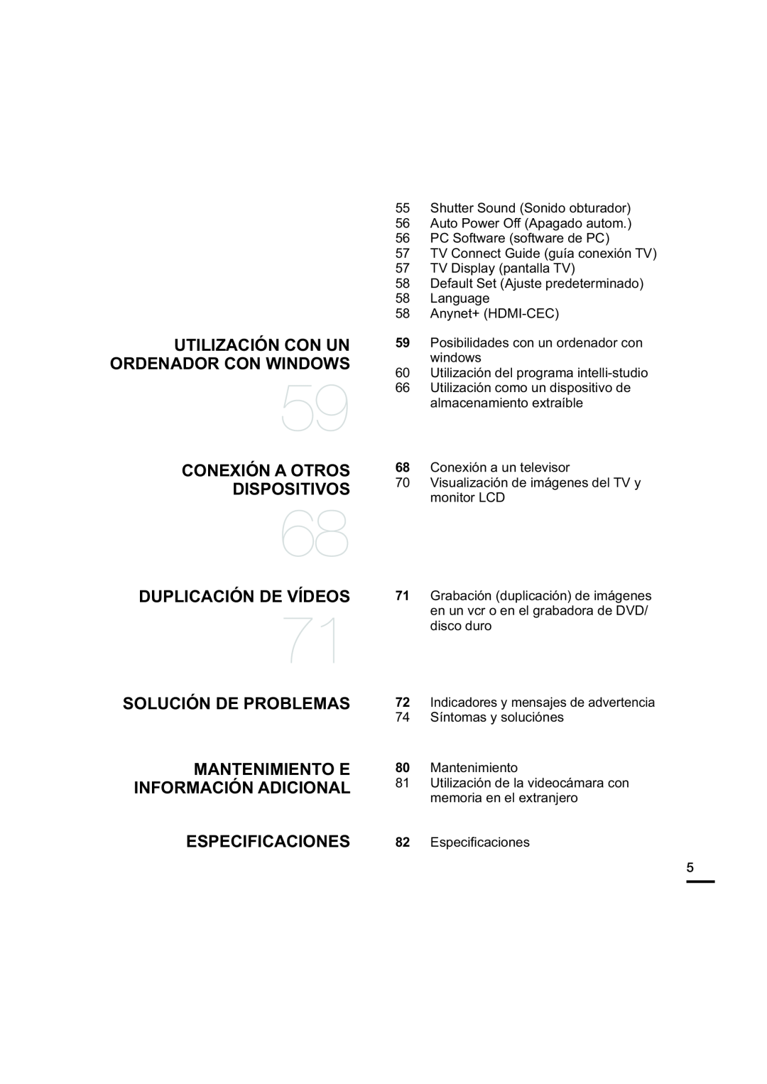 MANTENIMIENTO E INFORMACIÓN ADICIONAL Hand Held Camcorder HMX-U20BN