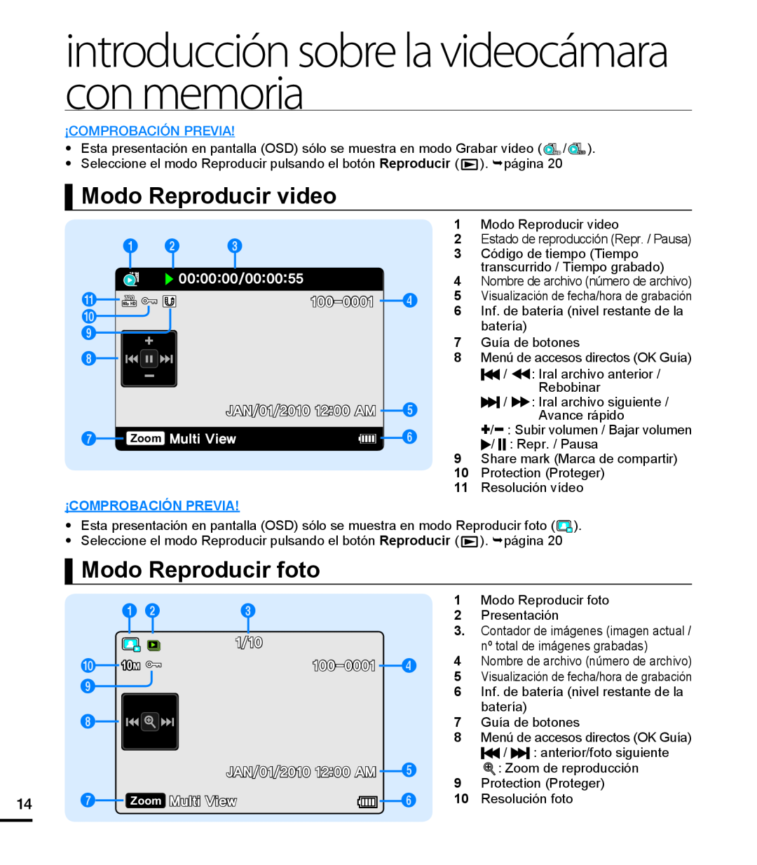 Modo Reproducir video Hand Held Camcorder HMX-U20BN