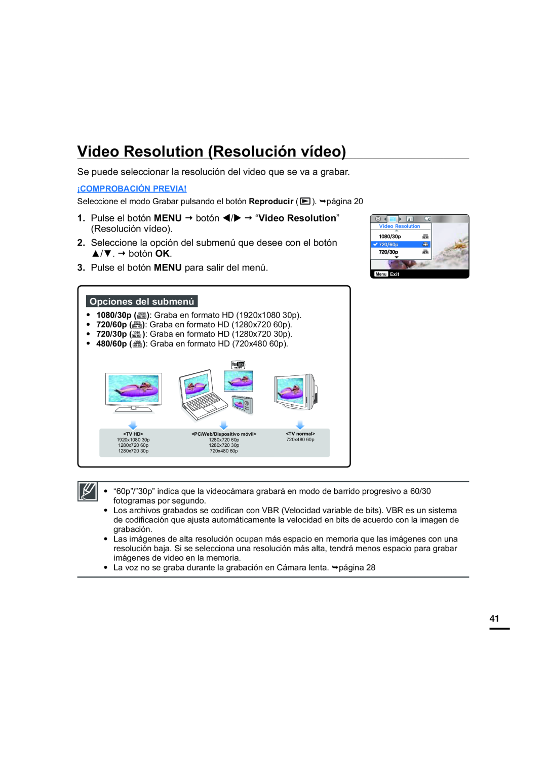 Video Resolution (Resolución vídeo)