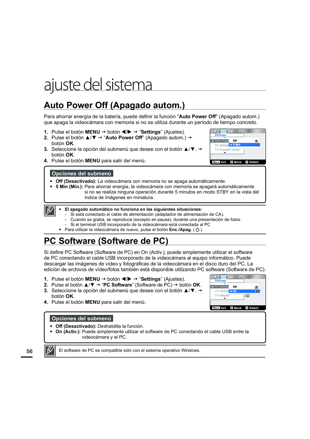 Auto Power Off (Apagado autom.) PC Software (Software de PC)