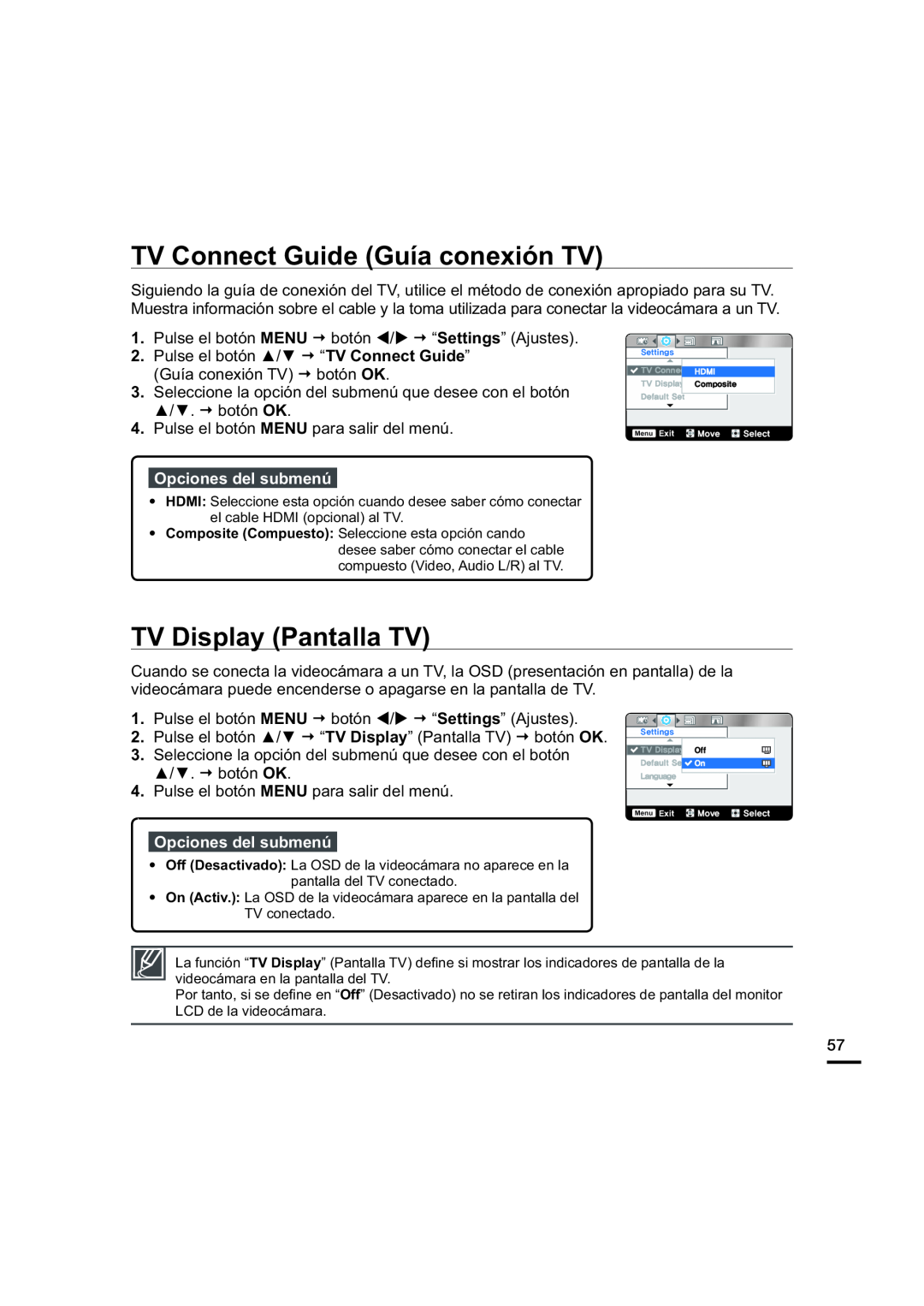 TV Connect Guide (Guía conexión TV) Hand Held Camcorder HMX-U20BN