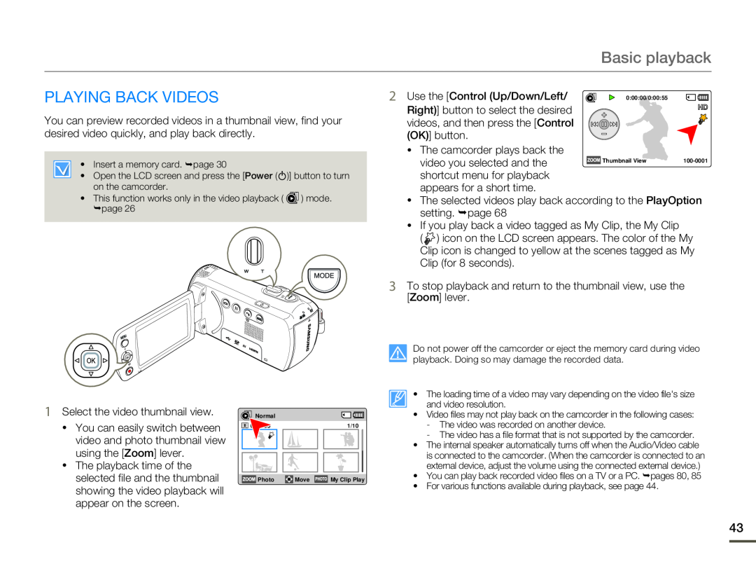 PLAYING BACK VIDEOS Hand Held Camcorder HMX-F80BN