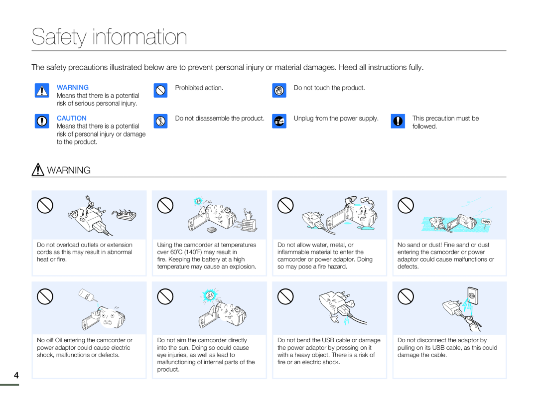 WARNING Safety information