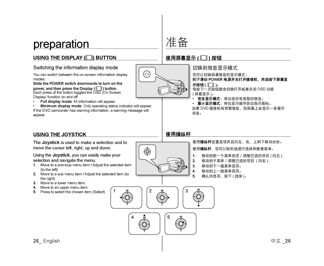 Switching the information display mode Handheld SC-DX103