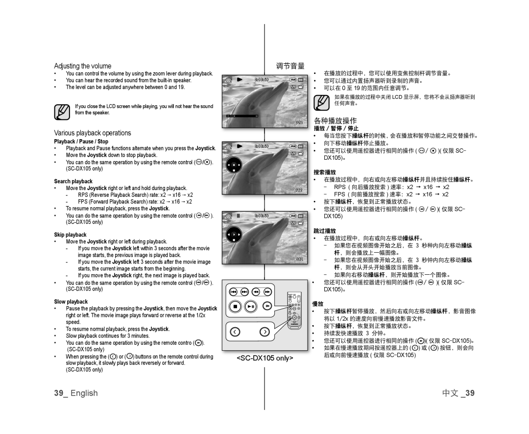 调节音量 Handheld SC-DX103