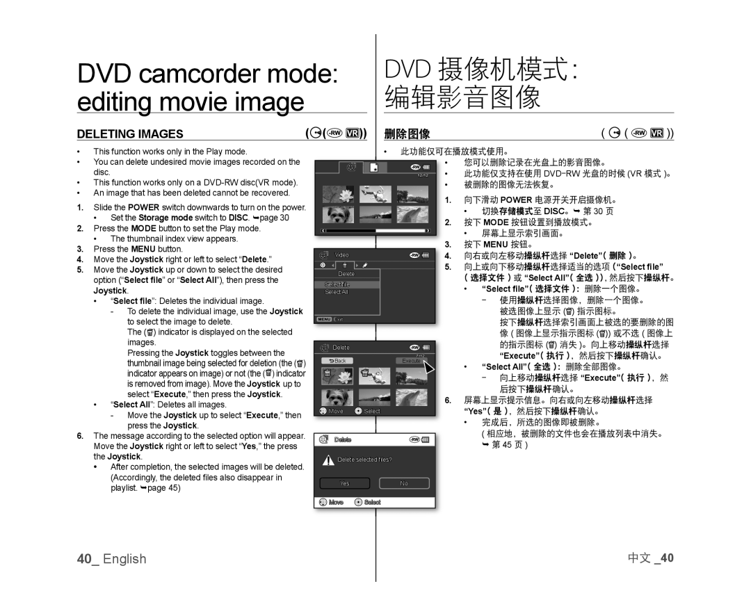 DELETING IMAGES Handheld SC-DX103