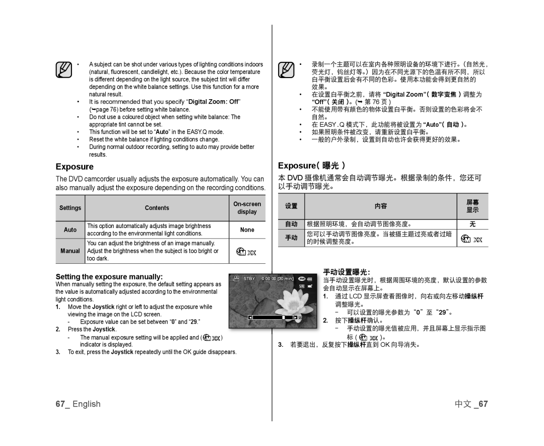 Setting the exposure manually: Handheld SC-DX103