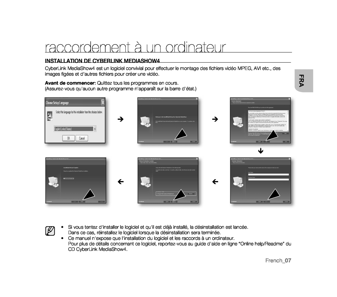 INSTALLATION DE CYBERLINK MEDIASHOW4 Handheld SC-MX20