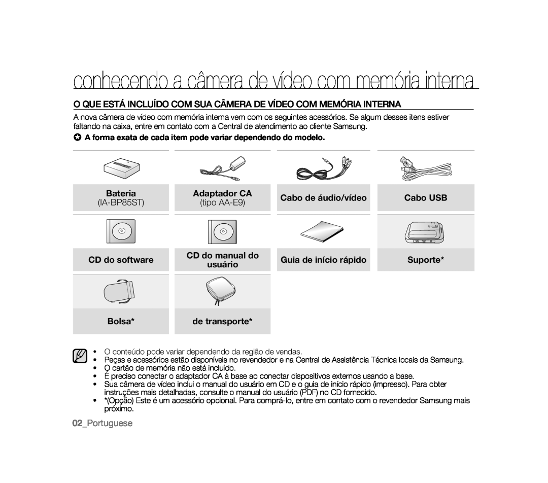 O QUE ESTÁ INCLUÍDO COM SUA CÂMERA DE VÍDEO COM MEMÓRIA INTERNA Handheld SC-MX20