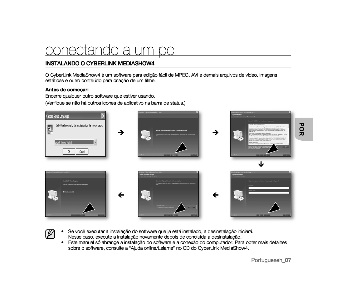 INSTALANDO O CYBERLINK MEDIASHOW4 Handheld SC-MX20