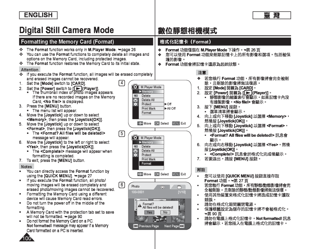 Formatting the Memory Card (Format) Handheld SC-DC164