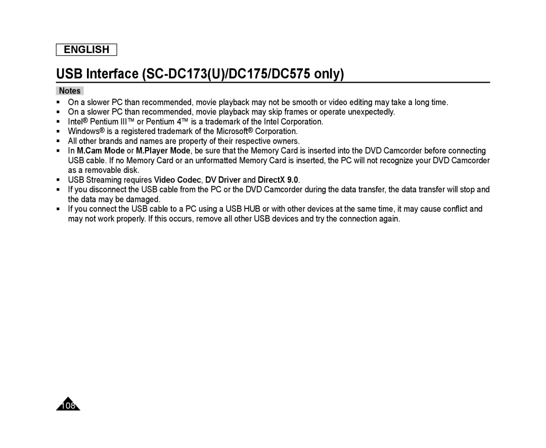 USB Interface (SC-DC173(U)/DC175/DC575only) Handheld SC-DC575