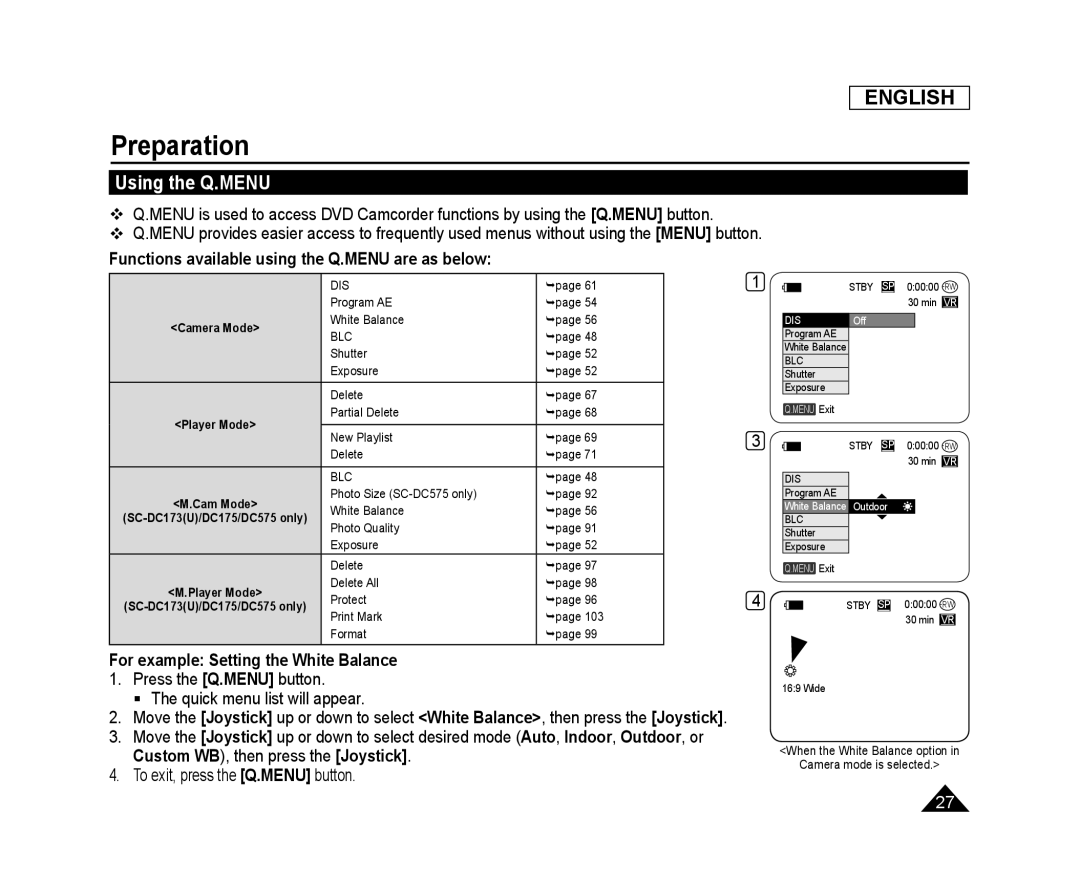 Using the Q.MENU Handheld SC-DC575