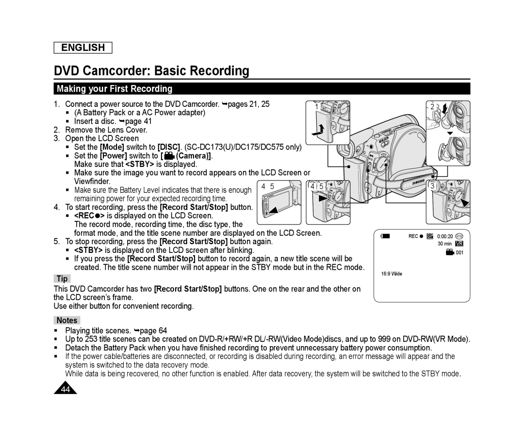 DVD Camcorder: Basic Recording Handheld SC-DC173U