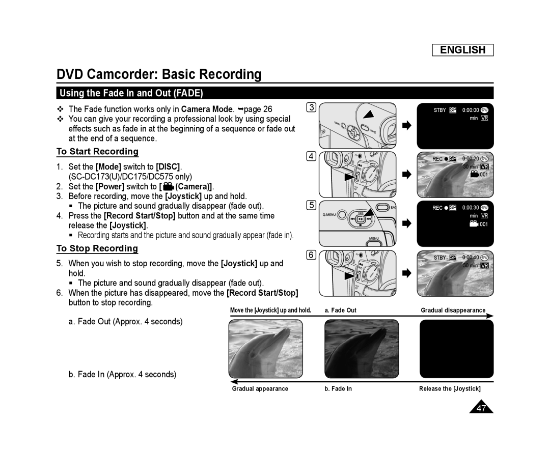 To Stop Recording Handheld SC-DC173U