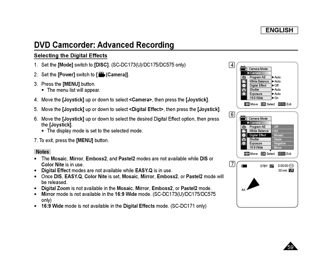 Selecting the Digital Effects Handheld SC-DC173U