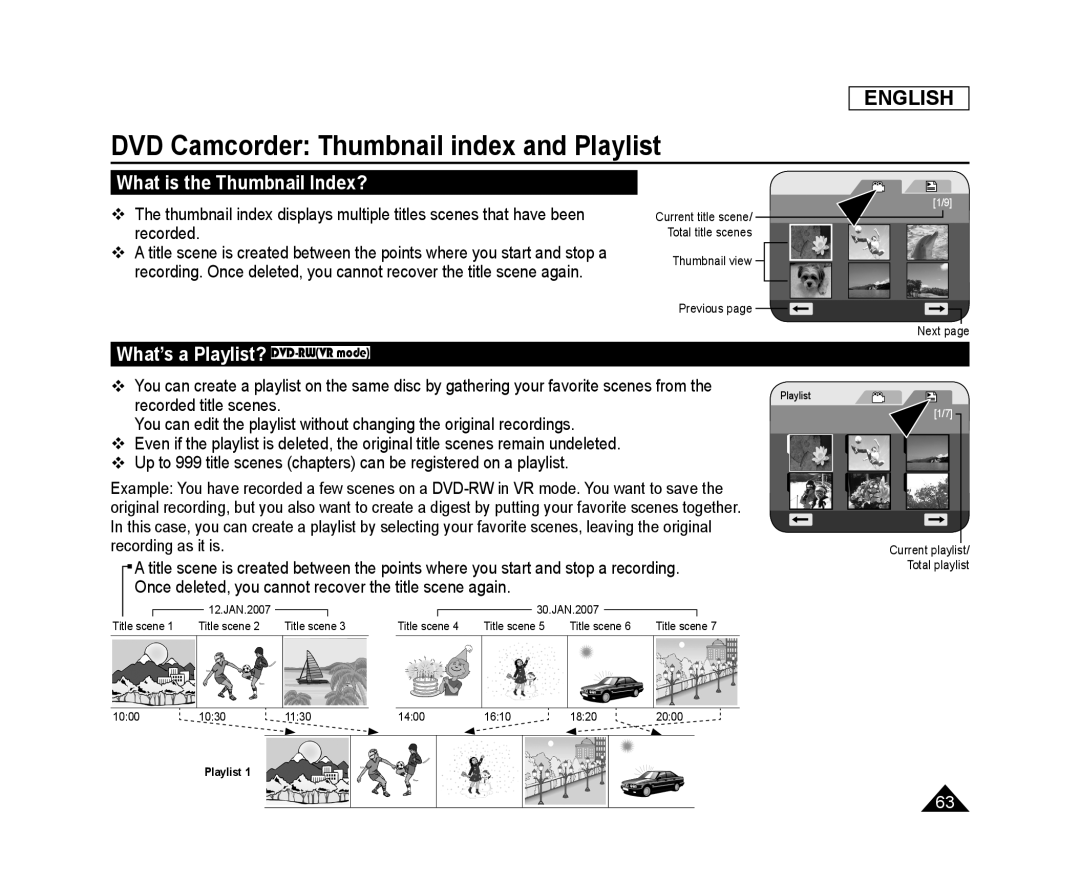 DVD Camcorder: Thumbnail index and Playlist Handheld SC-DC575