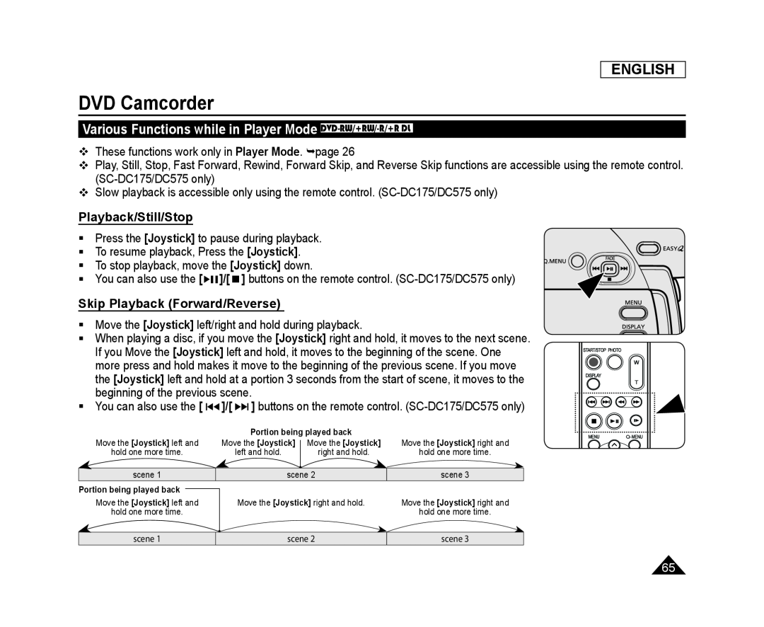 Skip Playback (Forward/Reverse) Handheld SC-DC173U