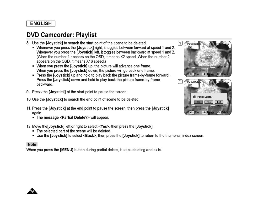 ENGLISH DVD Camcorder: Playlist