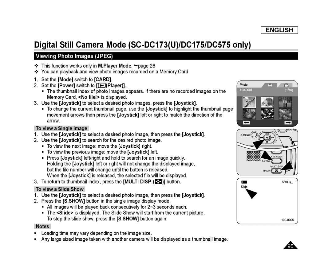 Viewing Photo Images (JPEG) Handheld SC-DC575