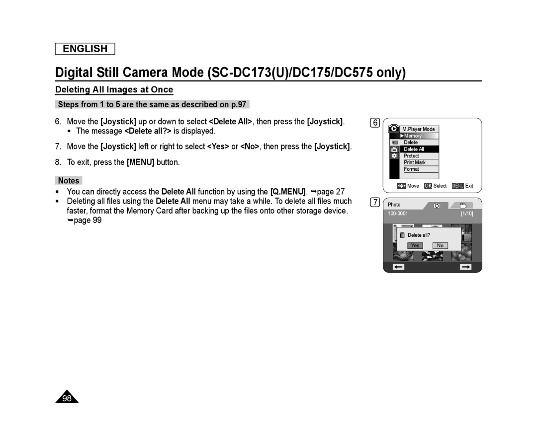 Deleting All Images at Once Handheld SC-DC575