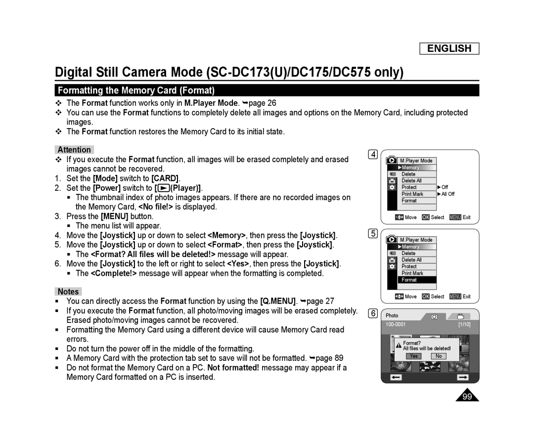 Formatting the Memory Card (Format) Handheld SC-DC173U