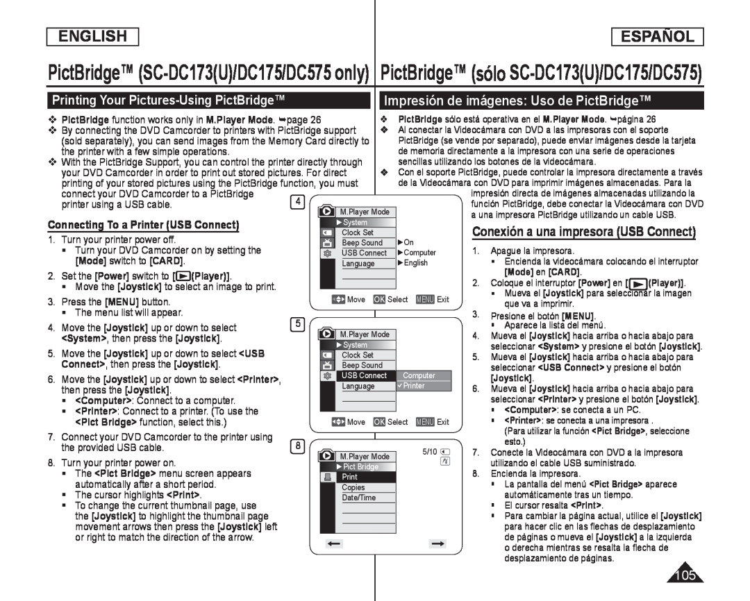 Impresión de imágenes: Uso de PictBridge™ Handheld SC-DC575