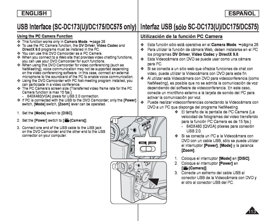 Using the PC Camera Function Handheld SC-DC575