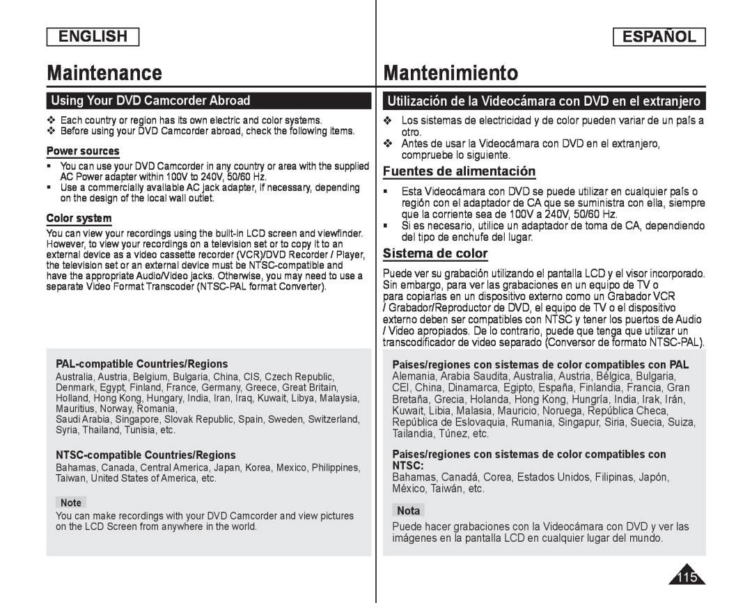 MaintenanceMantenimiento Handheld SC-DC575