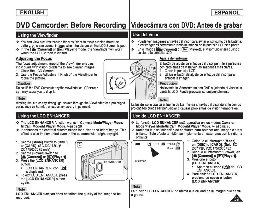 DVD Camcorder: Before Recording Videocámara con DVD: Antes de grabar Handheld SC-DC575