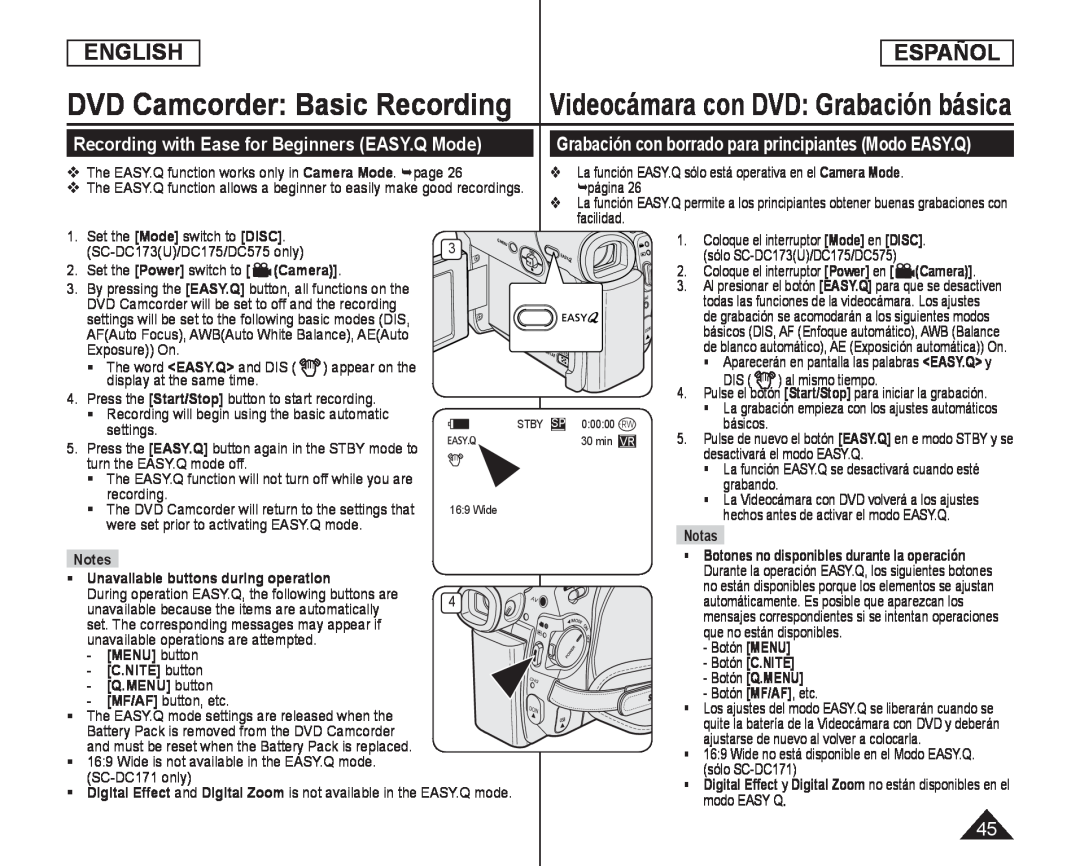 DVD Camcorder: Basic Recording Videocámara con DVD: Grabación básica Handheld SC-DC575